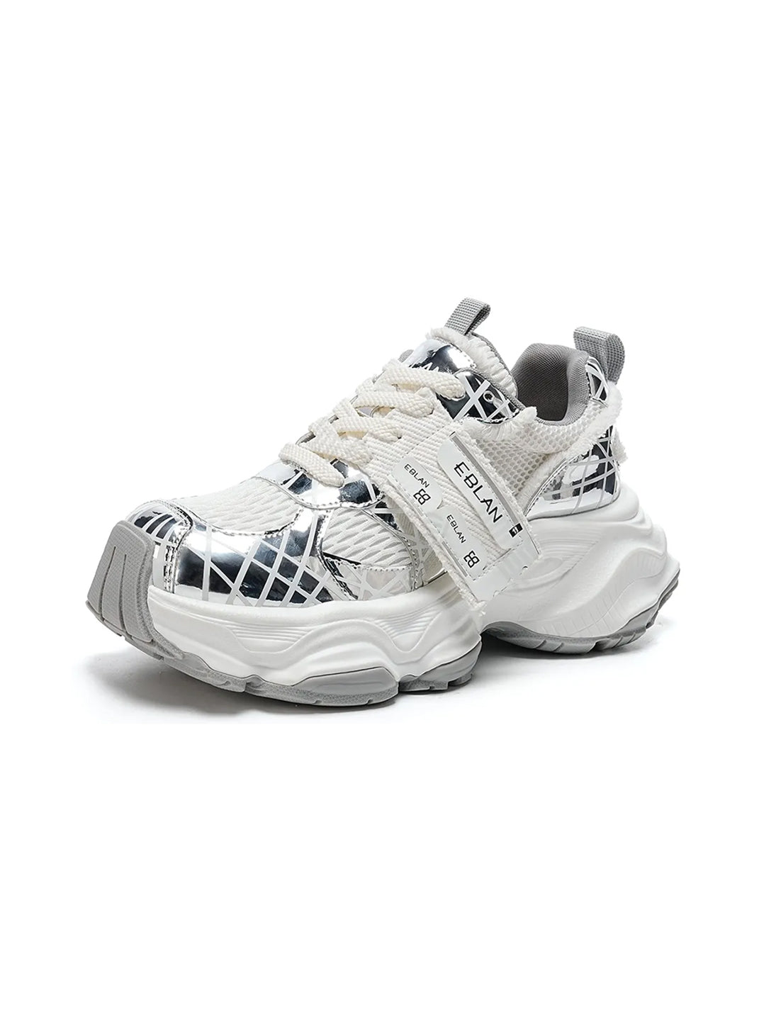 EBLAN | Silver Chunky Mesh Joggers Street Style - PSYLOS 1, EBLAN | Silver Chunky Mesh Joggers Street Style, Shoes, EBLAN, PSYLOS 1